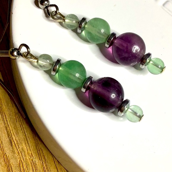 Fluorite Semi Precious Earrings. - Picture 5 of 5